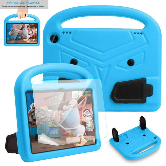 Fire HD 10 Plus Tablet Case, Amazon Fire HD 10 Case (Only Compatible with 11th Generation, 2021 Release),Dteck Kids Friendly Lightweight Handle Stand Case with Screen Protector, Blue