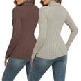 thumbnail image 3 of LWP 2 Pack Women's Ribbed Turtleneck Sweater Long Sleeve Stretchy Fall Winter Undershirts, 3 of 9