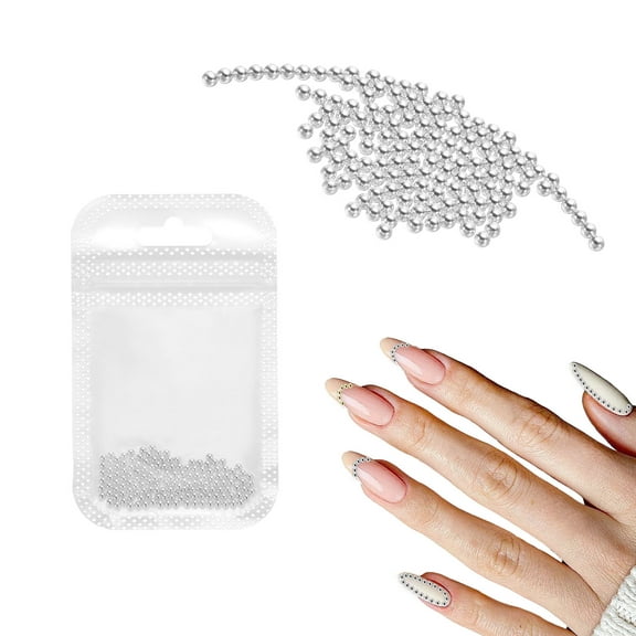Uxcell Nail Art Beads 0.08" Mini Metal Caviar Nails Beads Ball with Bag, White