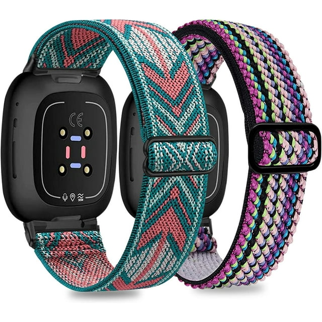 ORUYROP Stretchy Bands Compatible with Fitbit Versa 4/Fitbit Versa 3/Fitbit Sense 2/Fitbit Sense Women Men, Soft Elastic Nylon Loop Strap Adjustable Replacement bands for Versa 4/Versa 3/Sense