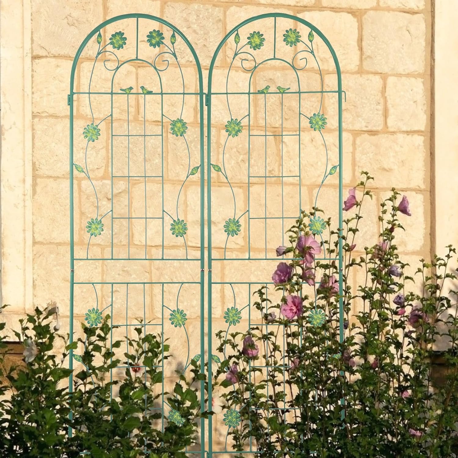 4 Pack Large Garden Trellis 86.7" H x 19.7" W Heavy Duty Rustproof Green Iron Plant Trellis for Potted Plant Support Metal Climbing Rose Trellis Vine Vegetable Cucumber