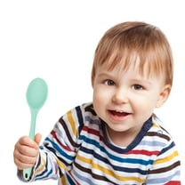 Oimcto Small All-In-One Silicone Spoon Mint Green,Small Silicone Spoon Baby Food Supplement High Temperature Non Stick Surface Special Spoon Stirring Spoon