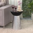 thumbnail image 2 of Modern Accent Side Table with Silver Hammered Metal Base & Matte Black Bowl Top – Decorative Round End Table for Living Room, Bedroom, or Entryway, 2 of 7