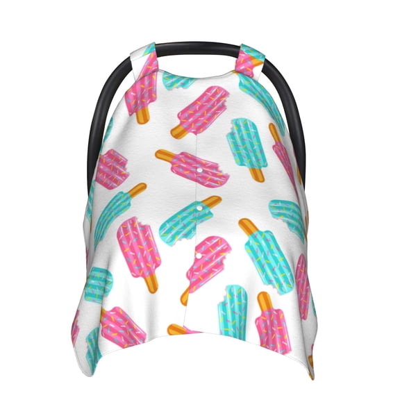 Car Seat Cover Baby - ice Popsicle print Breathable Infant Car Seat Cover for Baby Carseat, Lightweight Comfort Baby Essentials Must Haves Newborn Stuff for Girl Boy