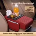 thumbnail image 3 of Car Center Console Cover, PU Leather Armrest Cushion Organizer with Double Cup Holder and Storage Box, 3 of 7