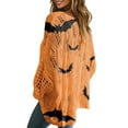 thumbnail image 4 of WTOBBY Women's Halloween Crochet Pumpkin Print Sweater, Oversized Knit Pullover with Witch Hat Design, Cozy Fall and Winter Long Sleeve Casual Top for Women,Orange 2XL, 4 of 5