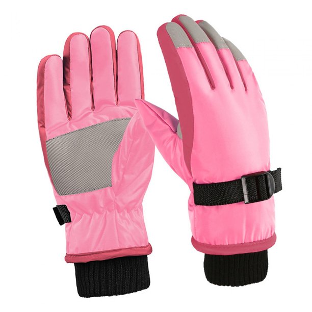 Guantes de invierno Hugo impermeables de felpa para niños clima frío rosa