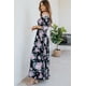 thumbnail image 2 of ABPHQTO Vestido largo de cintura alta con busto fruncido y estampado floral negro para mujer, 2 of 5