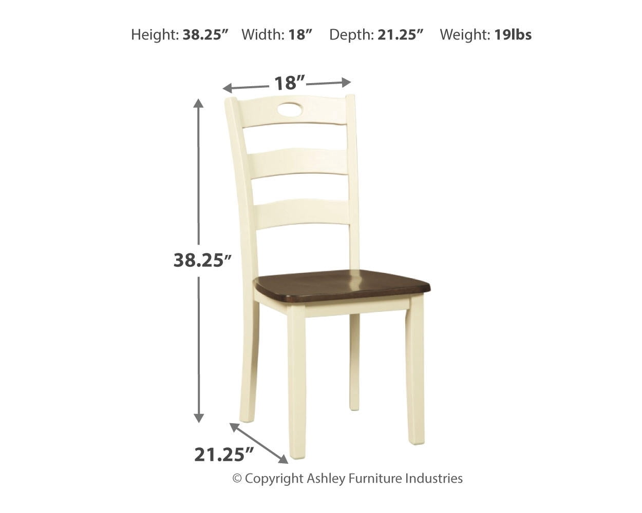 Signature Design by Ashley Woodanville Cottage Ladderback Dining Chair, Set of 2, Cream & Brown