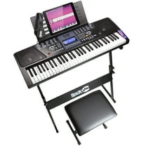 Rockjam 61-Key Keyboard Piano Kit with Stand, Bench, Music Stand, Headphones, Piano Note Stickers & Lessons