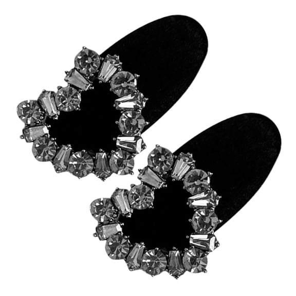PAMINGONO Little Hair Clips 2Pcs Black Flocking Zircon Heart Shape for Girls