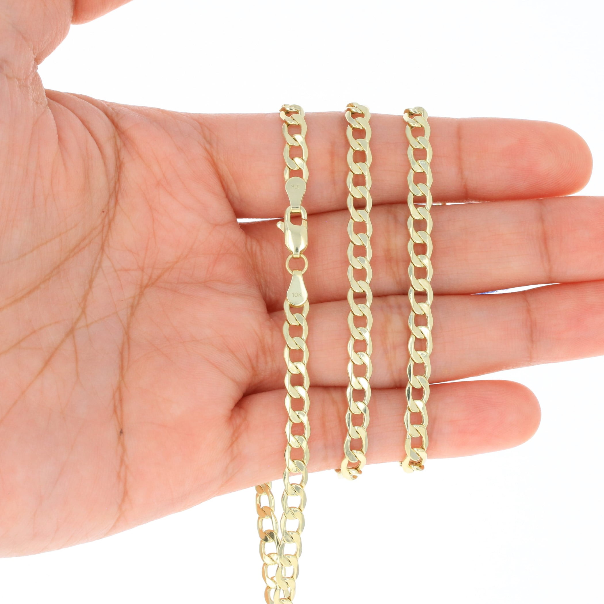 Nuragold 10k Real Yellow Gold Cuban Curb Link 4.5mm Chain Necklace (16"-30") Italian Jewelry for Men & Women