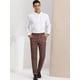 thumbnail image 3 of Pantalones de graduación a cuadros para hombre Pantalones de traje a cuadros formales de ajuste regular marrón S, 3 of 6