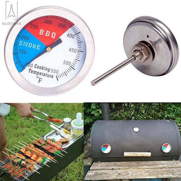 GustaveDesign BBQ Smoker Thermometer, Barbecue Charcoal Grill Stainless