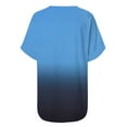 thumbnail image 4 of Yubnlvae Women's Tie-Dye V-Neck T-Shirt - Casual Gradient Print Loose Fit Short Sleeve Top (Blue, Green, Sky Blue, Orange, Coffee | S-XXXL) (Sky Blue | 3XL), 4 of 6