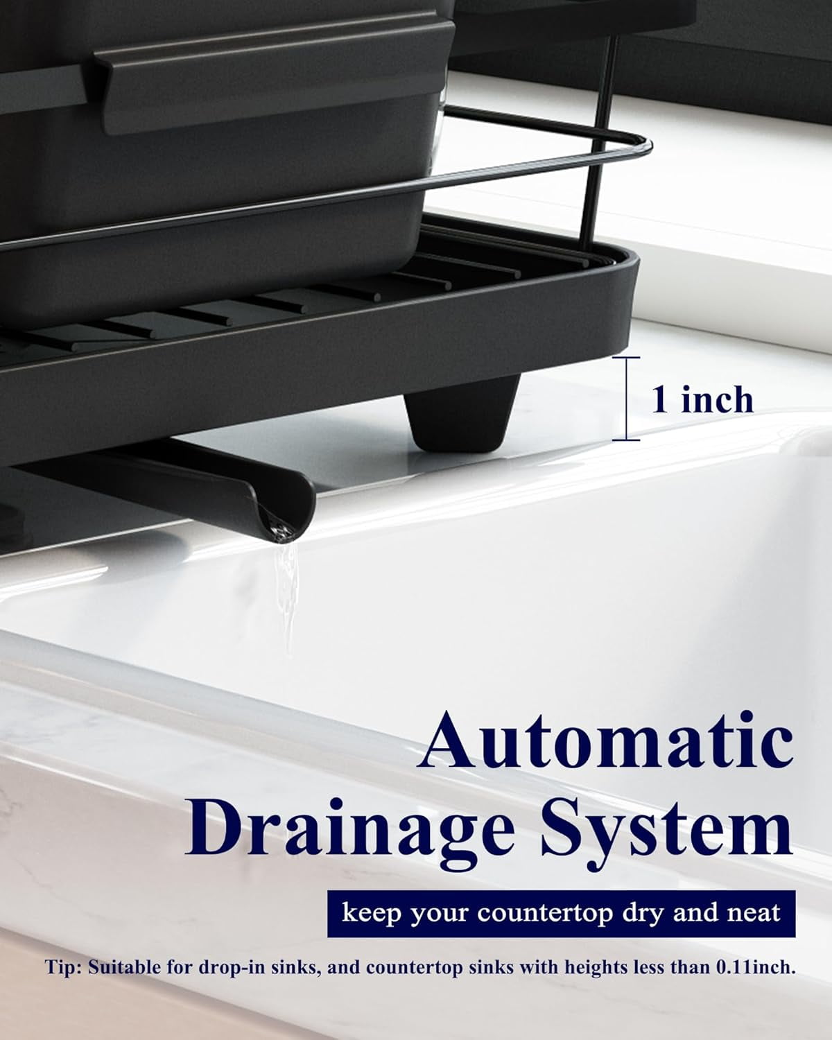 Kitsure Dish Drying Rack for Kitchen Counter, Stainless Steel Sink Organization and Storage Essentials with Cutlery Holder, Home and Appartment Decor, 12''W x 15.5''L, Red
