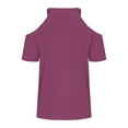 thumbnail image 5 of bnaln Summer T-Shirts for Women Sexy Cold Shoulder Tops Ladies Blouses Solid Color V Neck Short Sleeve Shirts Casual Dressy Blouse Loose Fit Tshirts Tunic Tops Tees Trendy Pullover, 5 of 5
