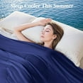 thumbnail image 6 of Cooling Comforter King Size, Cooling Blankets for Hot Sleepers and Night Sweats, Double Sided Cool Q-Max>0.45, Lightweight and Breathable Absorb Heat Soft Summer Ice Blanket 104"×90" Inches, Navy, 6 of 13