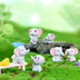 thumbnail image 3 of Mini Figurines d'Éléphant en Résine - 6 Pièces Miniatures Décoration de Jardin, 3 of 5