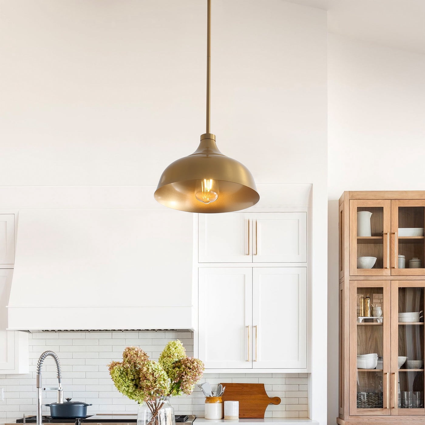 Aiwen Modern Gold Finish Dome Shade Pendant Lamp Classic Home Decor Light Fixture