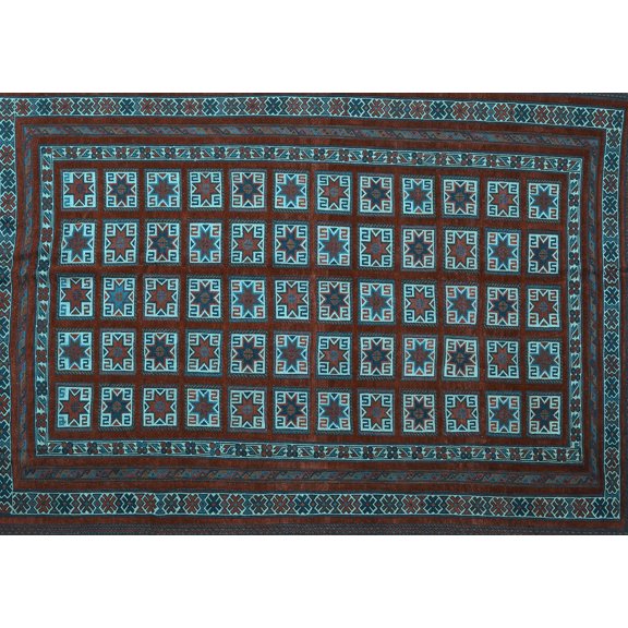 Ahgly Company Indoor Rectangle Abstract Light Blue Contemporary Area Rugs, 2' x 4'