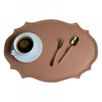 Leather Washable Placemats,Faux Leather Heat Resistant Elliptical Shape Table Mats,Waterproof Non-Slip Easy to Clean Place mat for Kitchen Coffee Dining Room Table