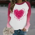 thumbnail image 3 of JTZGDY Valentines Day Cute Heart Print Shirts for Women Raglan Long Sleeve Pattern Graphic Crewneck Holiday T-Shirts Trendy Oversized Comfy Pullover Sweatshirts Multicolor#02 M, 3 of 6