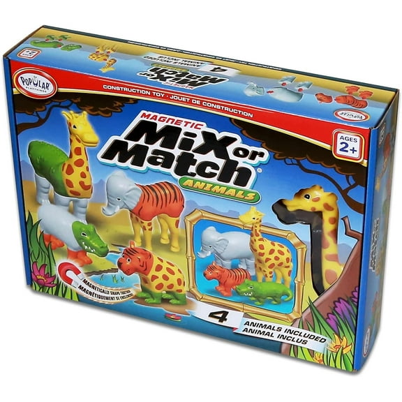 Magnetic Mix or Match Jungle Animals Toy Play Set, 16 Pieces