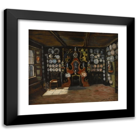 Edmond de Palézieux 14x12 Black Modern Framed Museum Art Print Titled - Hauteville II Dining Room, Juliette Drouet House in Guernesey (1883)