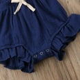 thumbnail image 6 of Seyurigaoka Baby Girls Summer Ruffles Romper Fly Sleeve Lacing Up Bow Cotton Jumpsuits, 6 of 7