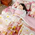 thumbnail image 4 of Erosebridal Pink Castle Bed in a Bag Twin size, Dreamy Princess Bedding Twin Size, Blossoms Flower Reversible Bed Set, Super Cozy Bedroom Decorative, 7pcs, 4 of 6
