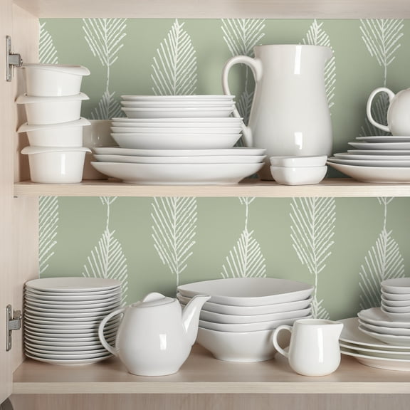 AMAZING WALL Home Modern Style Striped Feather Leaves Printed Peel And Stick Self-Adhesive Wallpaper Wall Mural Decoration 15.7 x 47.2"