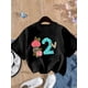 thumbnail image 1 of Girls' 2nd Grade 100 of School Celebration Short Sleeve T-Shirt - Soft Casual Top with Playful Lettering, Hearts & Floral Design, 100% Cotton Stretch Fabric for Back to School & Summer, 1 of 3