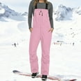 thumbnail image 2 of Women's Bib Snow Pants Windproof Waterproof Hiking Insulated Romper Snowpants Overalls with Pockets for Skiing Pink XL, 2 of 9