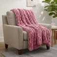 thumbnail image 2 of Lavish Home 60x80-Inch Ruched Faux Fur Blanket for Sofas and Beds (Pink), 2 of 10
