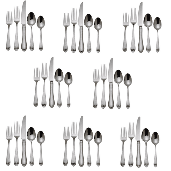 Reed & Barton Hammered Antique 18/10 Stainless 40pc. Flatware Set (Service for Eight)