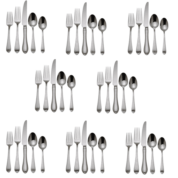 Reed & Barton Hammered Antique 18/10 Stainless 40pc. Flatware Set (Service for Eight) Walmart