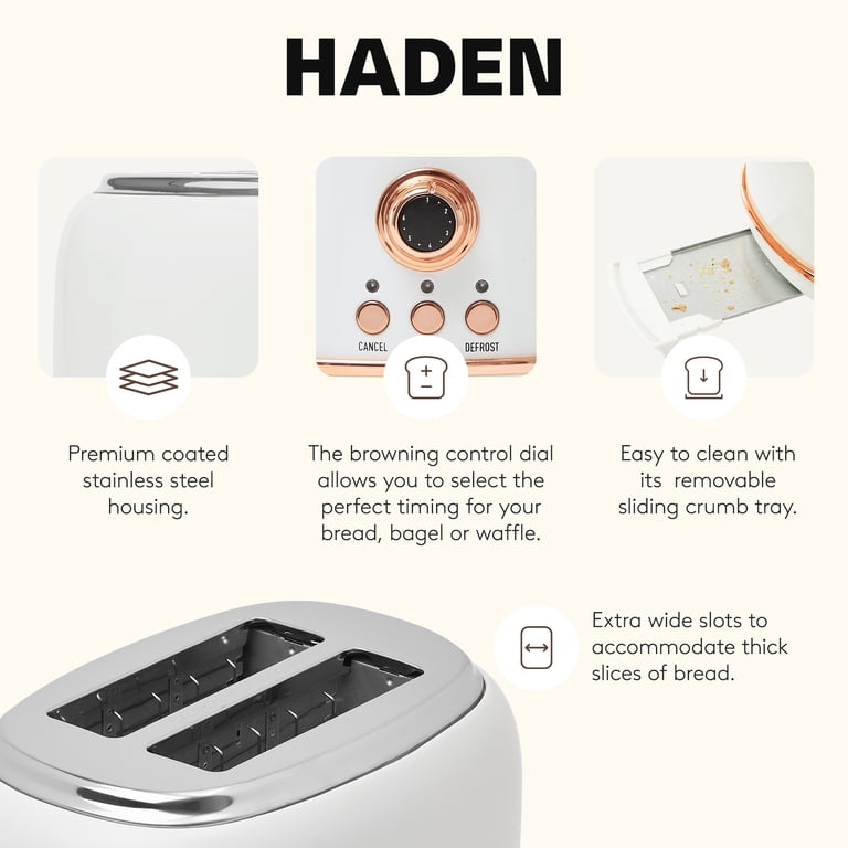 Haden Heritage 2 Slice Wide Slot Toaster & Coffee Maker, Ivory