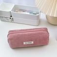 thumbnail image 2 of Large Capacity Vintage Style Corduroy Pencil Pouch Double Layer Organizer Case for Stationery Supplies and Cosmetic Brush Storage, 2 of 7