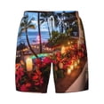 thumbnail image 4 of Lsque Mens Swim Trunks Tropical Beach Candlelight Pattern - Bathing Suit Compression Liner - Beach Swim Shorts Swimwear - (S-3XL) - Stretch Quick Dry -Medium, 4 of 9