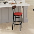 thumbnail image 3 of Emma + Oliver Industrial Barstool, Black Steel Frame, Red Vinyl/Walnut Backrest (Set of 2), 3 of 11