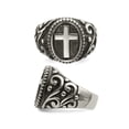 thumbnail image 2 of Bague pour Homme en Acier Inoxydable Vieilli avec Croix, 2 of 4