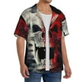 thumbnail image 4 of Cauagu Red And White Screaming Demon Skull Men's Short Sleeve Button Down Hawaiian Shirt for Men Bowling Shirts Casual Summer Beach Shirt,Large, 4 of 6