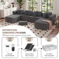 thumbnail image 3 of SEENYOO 146" U-Shaped Sectional Sofa, Modular Boneless Couch, 5-Seater Convertible Sleeper Sofa, Deep Seat, Corduroy Fabric, Dark Gray, 3 of 11