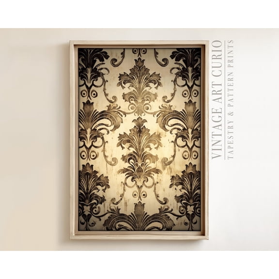 Damask Tapestry Wall Art, Vintage Textile , Vintage Textile Wall Art, Antique Tapestry Wall Art, Modern Farmhouse Eclectic Print Home Decor #3081, 8x12 UNFRAMED