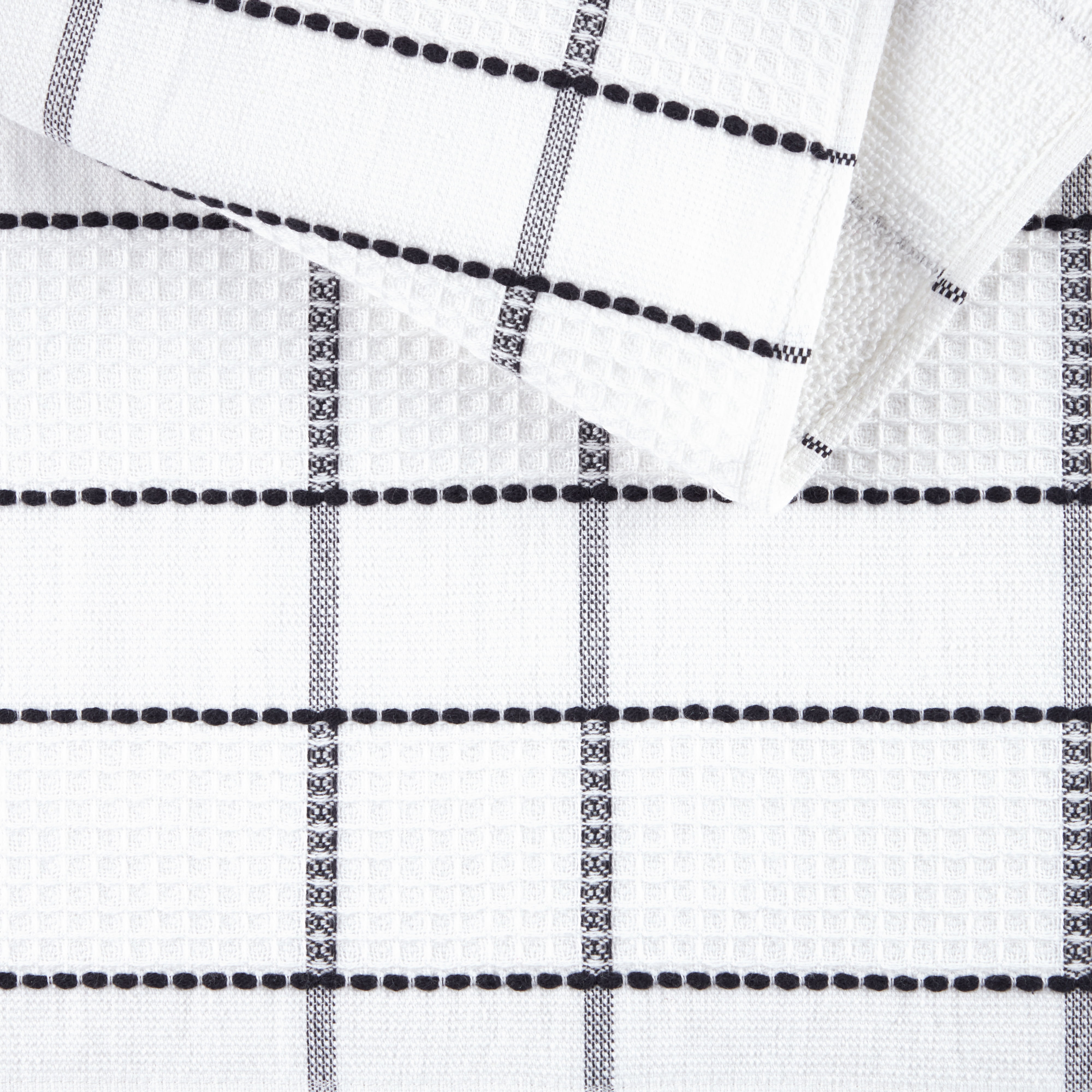 Martha Stewart Modern Waffle Kitchen Towel Set 6-Pack, Black, 16"x28"