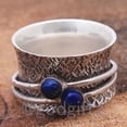 thumbnail image 2 of Lapis Ring, Fidget Anxiety Ring, Sterling Silver Ring for Women, Worry Spinner Ring, Meditation Ring, Gemstone Ring, Solid 925 Silver Ring, 2 of 4