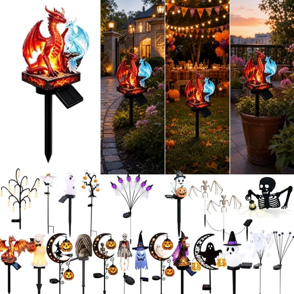 FEOLGEHLY Halloween Solar Lights Outdoor Waterproof, Garden Solar Stake Lights, Halloween Decorations Outdoor Clearance, Halloween Porch Decor Saving, Halloween Home Yard Walkway Patio Decor (F)