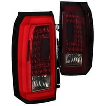 LED Light Bar Rear Tail Lights Brake Lamp Chrome Housing Red Smoke Lens Made For And Compatible With 2015 - 2018 Chevrolet Chevy Tahoe Suburban 15 16 17 18