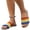 Multicolor, variant on Women's Sandals Fashion Woven Strap Slide Color Block Rainbow Print Comfortable Flat Non Slip Casual Summer Daily Beach Sandals Multicolor 7.5 Wide